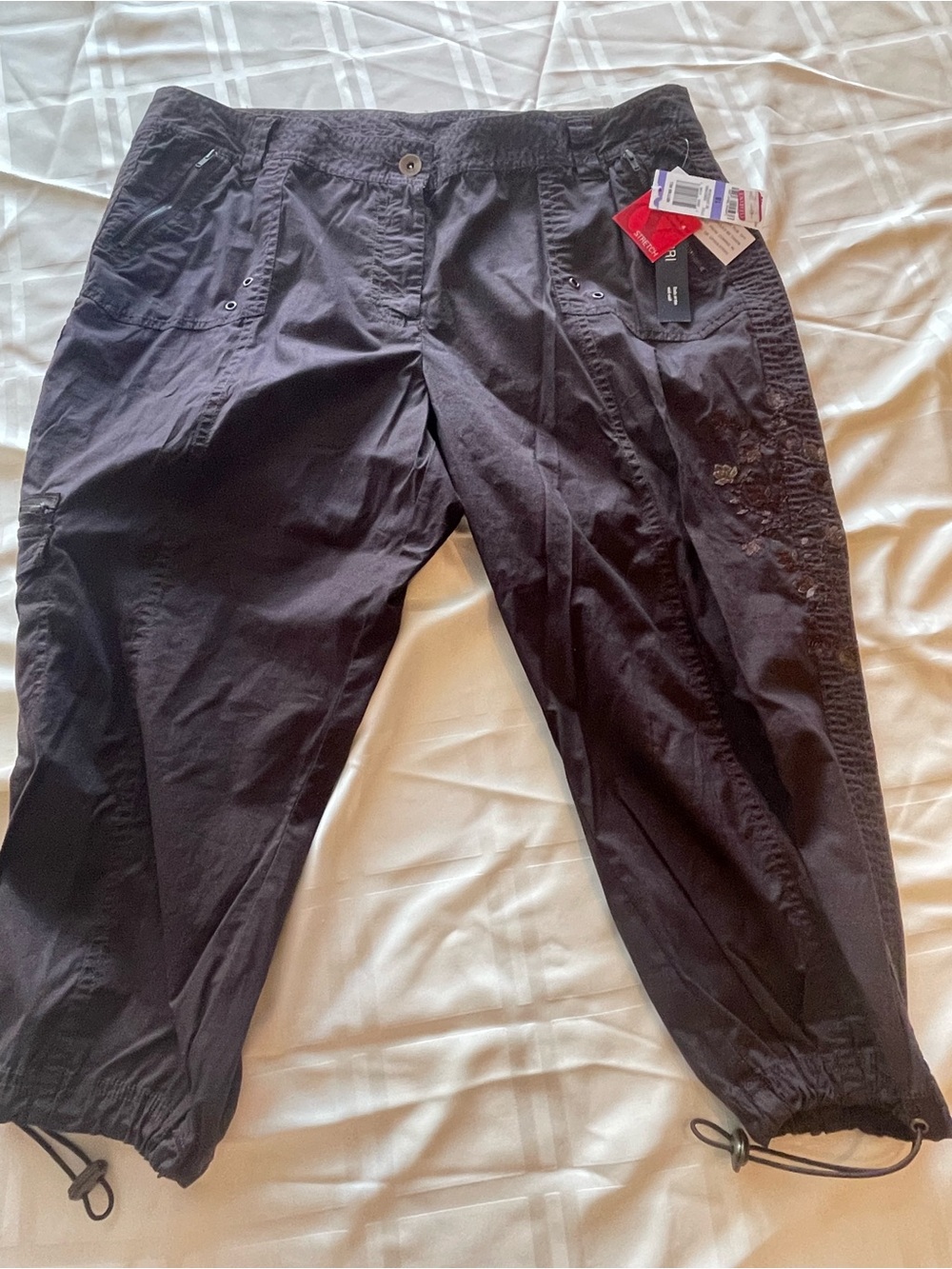 Style & Co. Brown Women's Capri Cargo Pants with Drawcord Hems